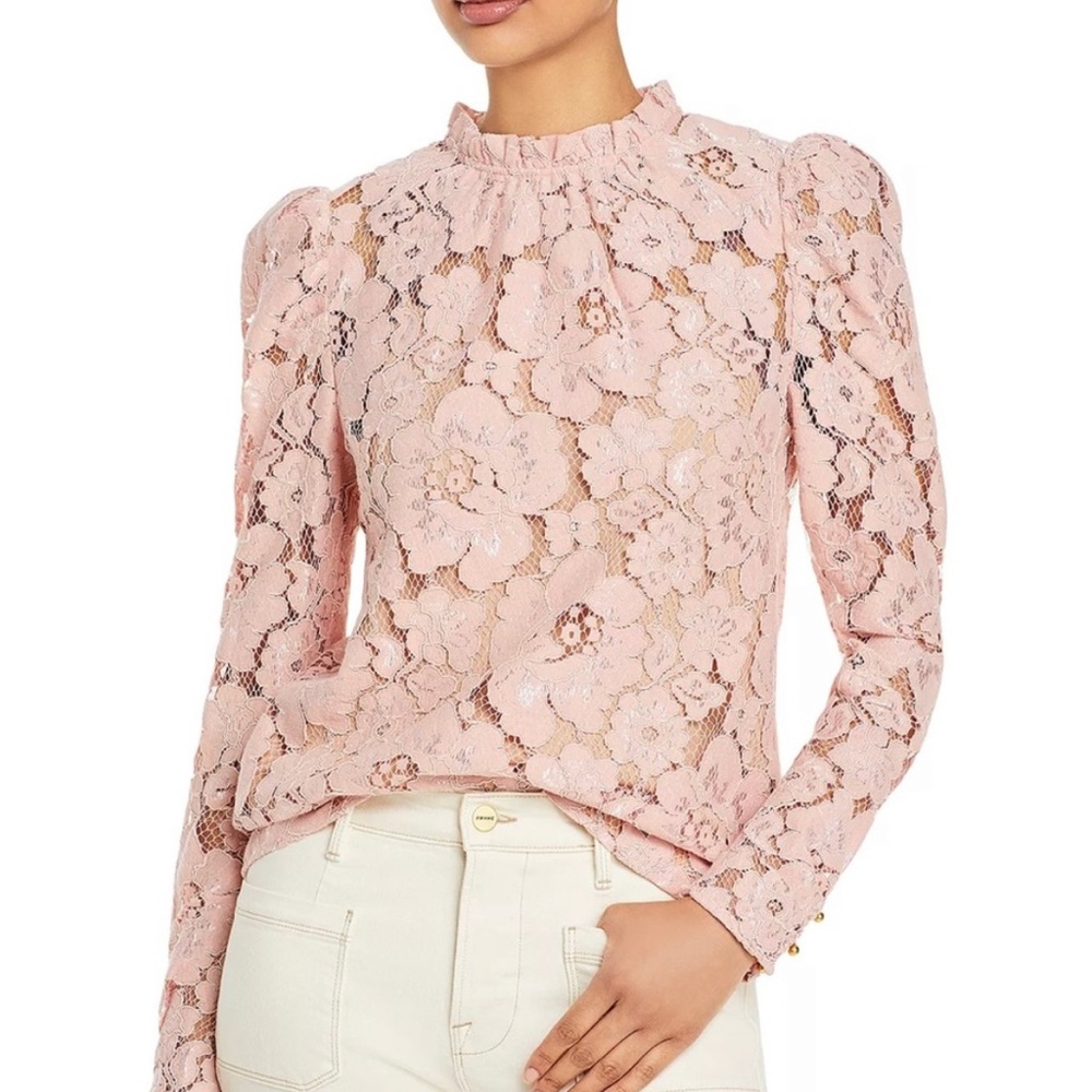 EUC Wayf Puff Sleeve Lace Up Top | Size Small